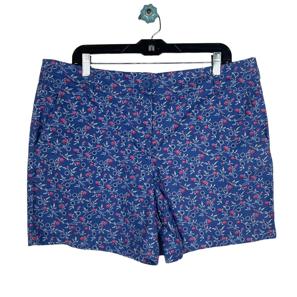 LOFT outlet raspberry print 6" cotton chino shorts mid rise woman's casual NWT